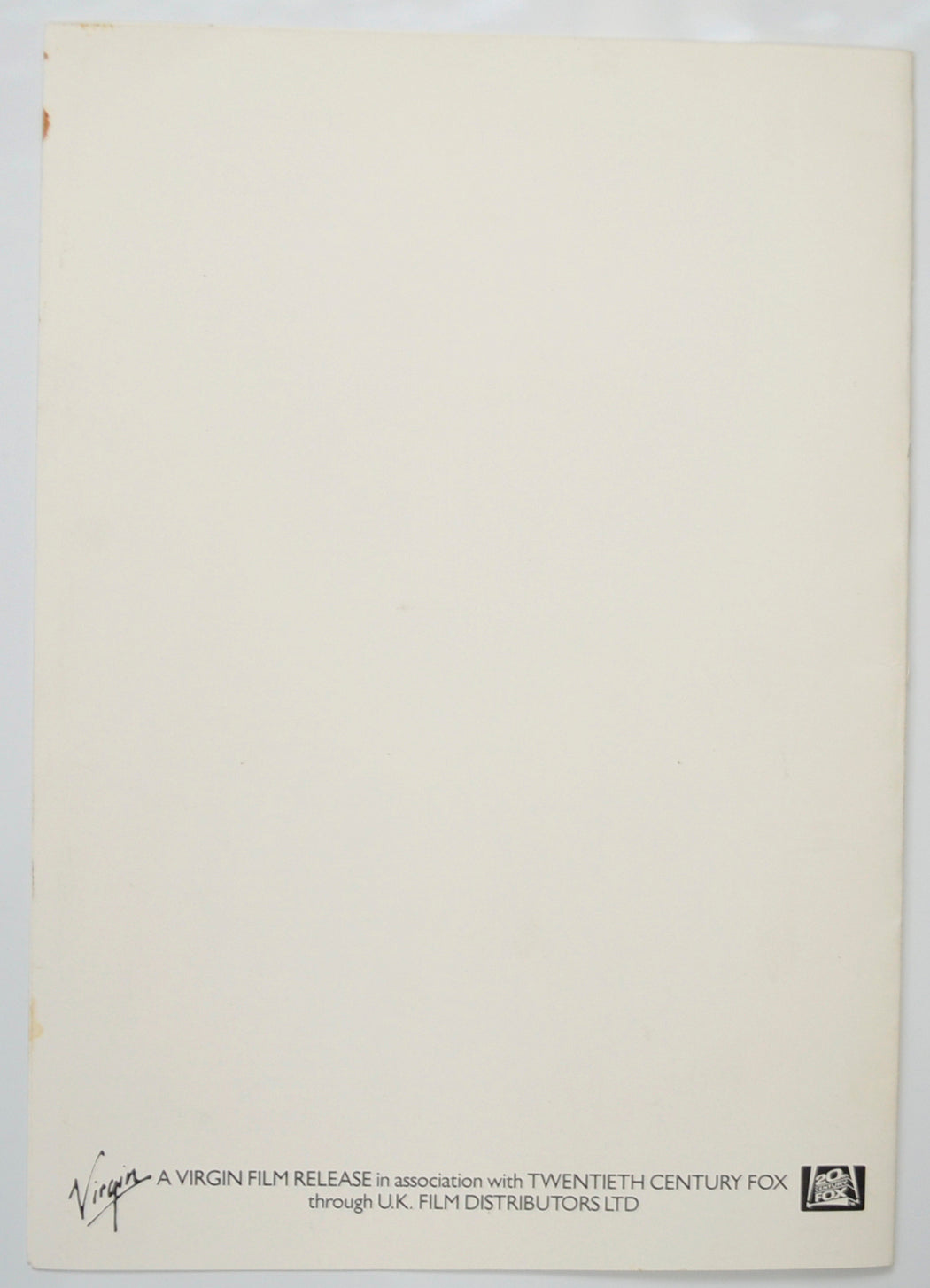 1984 Cinema Exhibitors Press Synopsis Credits Booklet - BACK