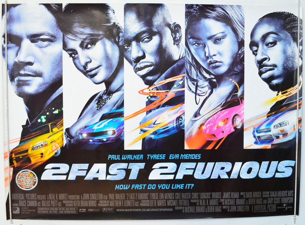 “2 Fast Furious” Original British Quad Poster Film Poster Movie Poster