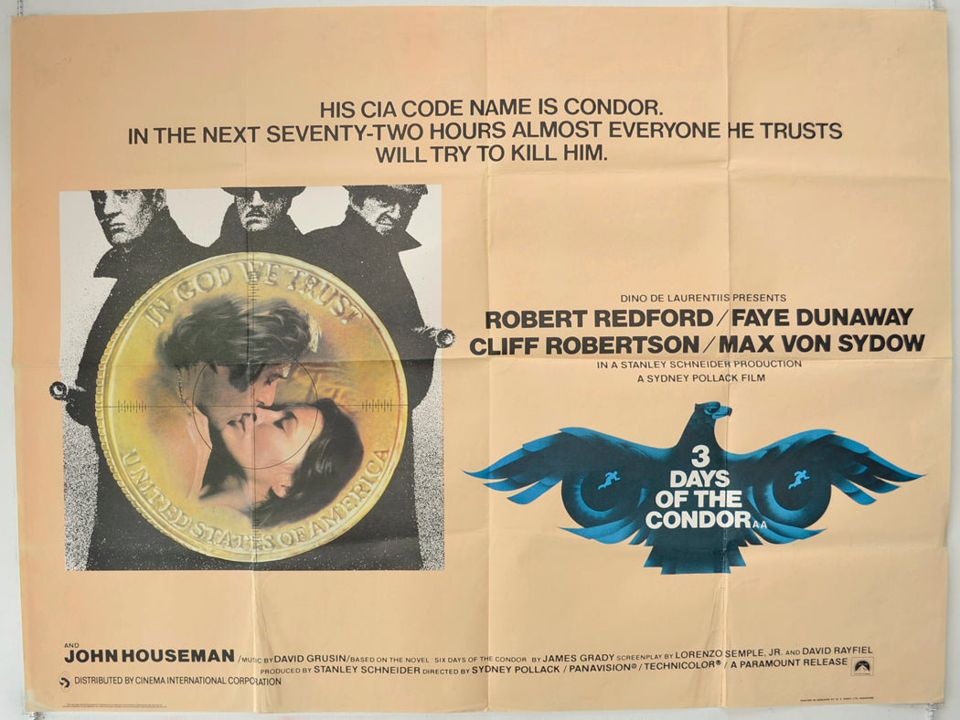 3 Days Of The Condor (a.k.a. Three Days Of The Condor) Original Quad Poster - Film Poster - Movie Poster