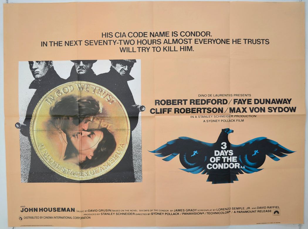 3 Days Of The Condor (a.k.a. Three Days Of The Condor) Original Quad Poster - Film Poster - Movie Poster