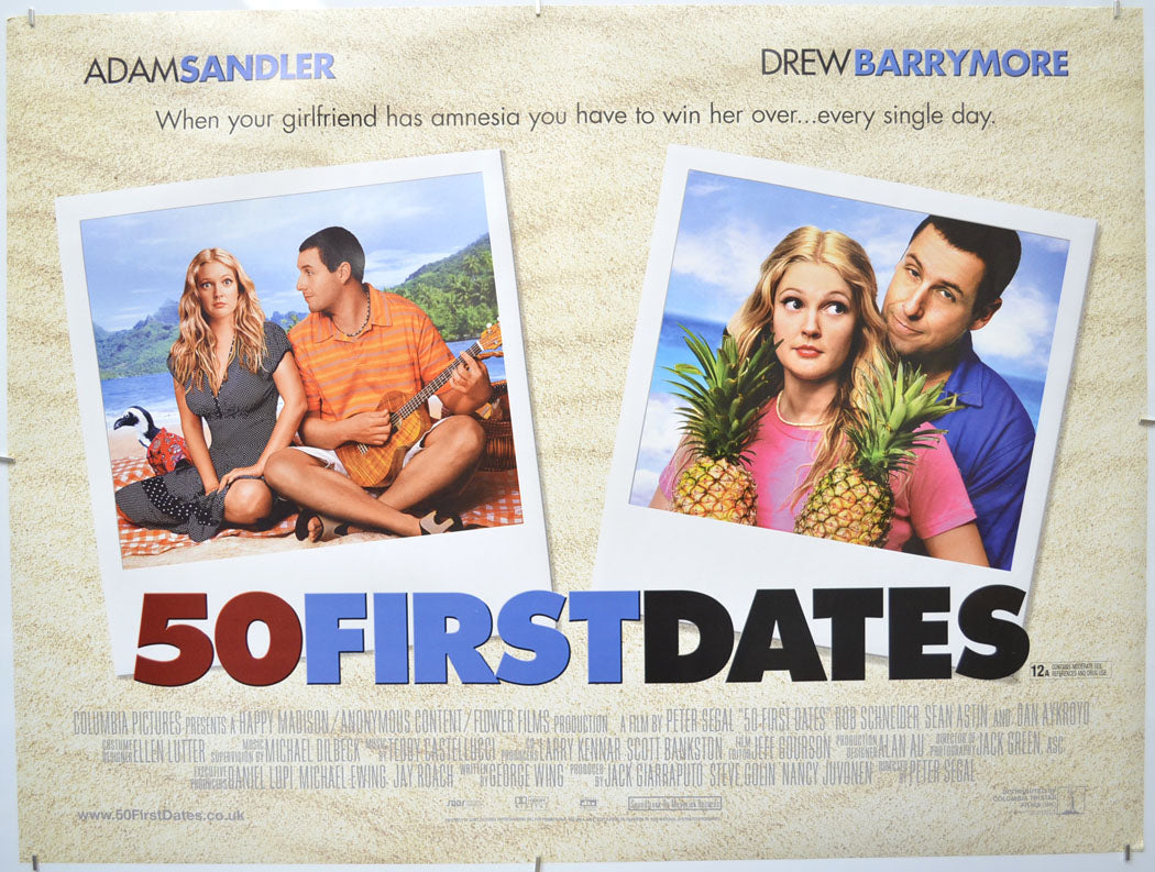 50 First Dates Original Quad Poster - Film Poster - Movie Poster