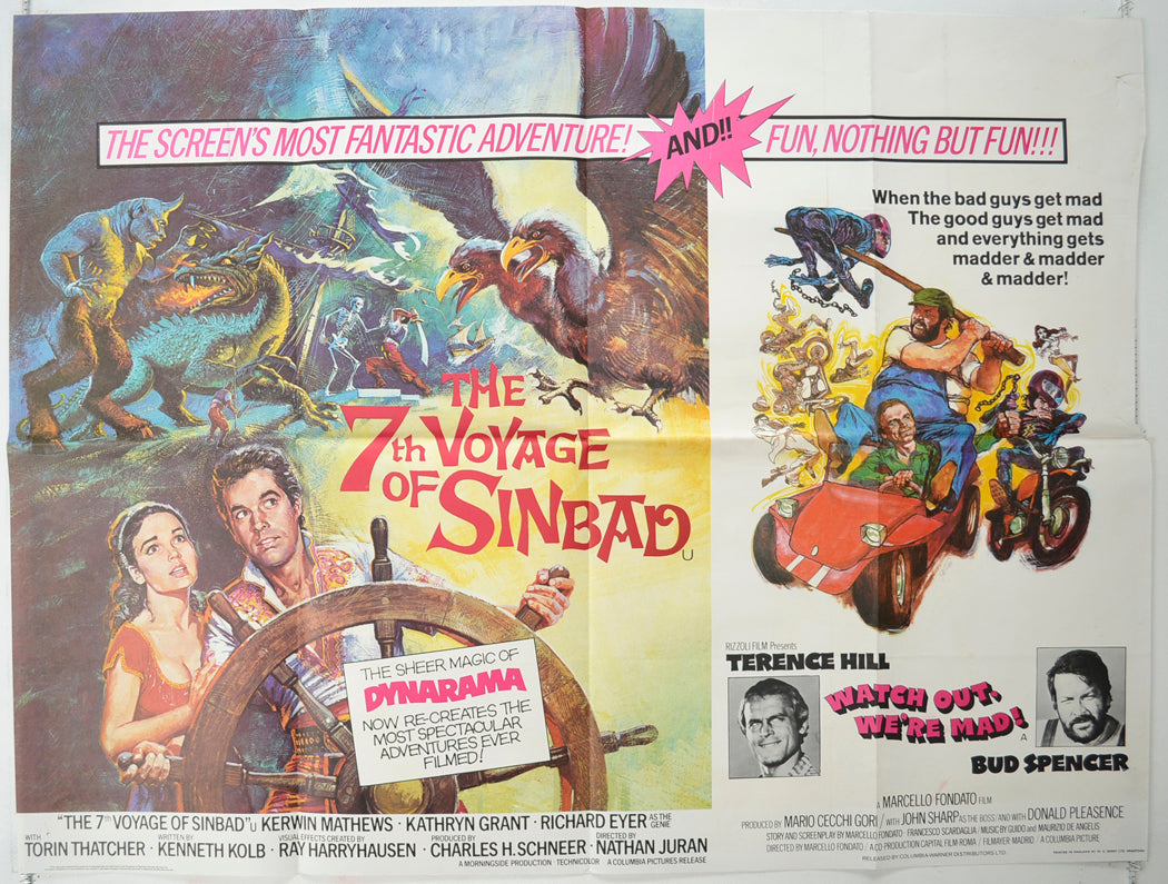 7th Voyage Of Sinbad / Watch Out, We're Mad! (Double Bill) Original Quad Poster - Film Poster - Movie Poster