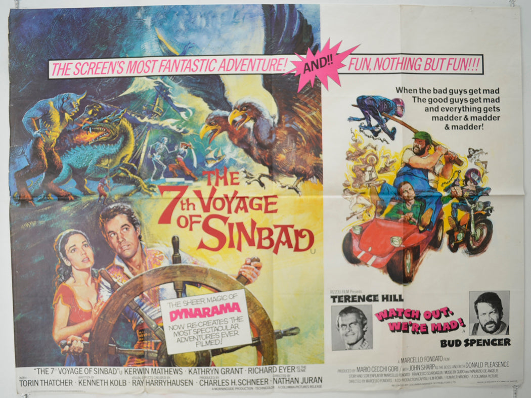 7th Voyage Of Sinbad / Watch Out, We're Mad! (Double Bill) Original Quad Poster - Film Poster - Movie Poster