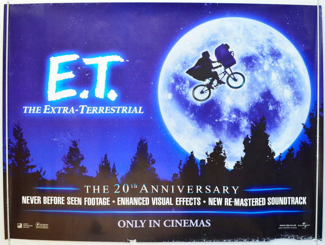 E.T. The Extra Terrestrial (20th Anniversary Release Poster) Original British Quad Poster - Film Poster - Movie Poster