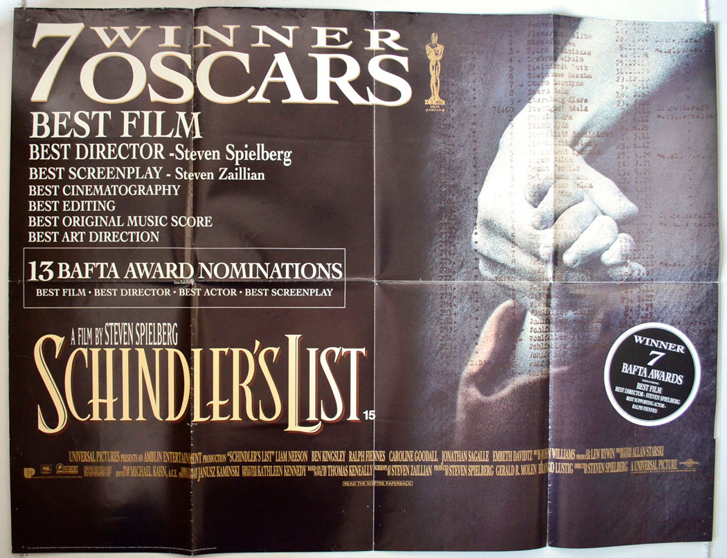 Schindler's List Original British Quad Poster - Movie Poster