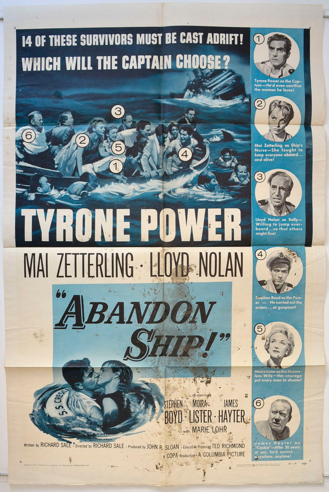 Abandon Ship (a.k.a. Seven Waves Away) Original One Sheet Poster - Movie Poster
