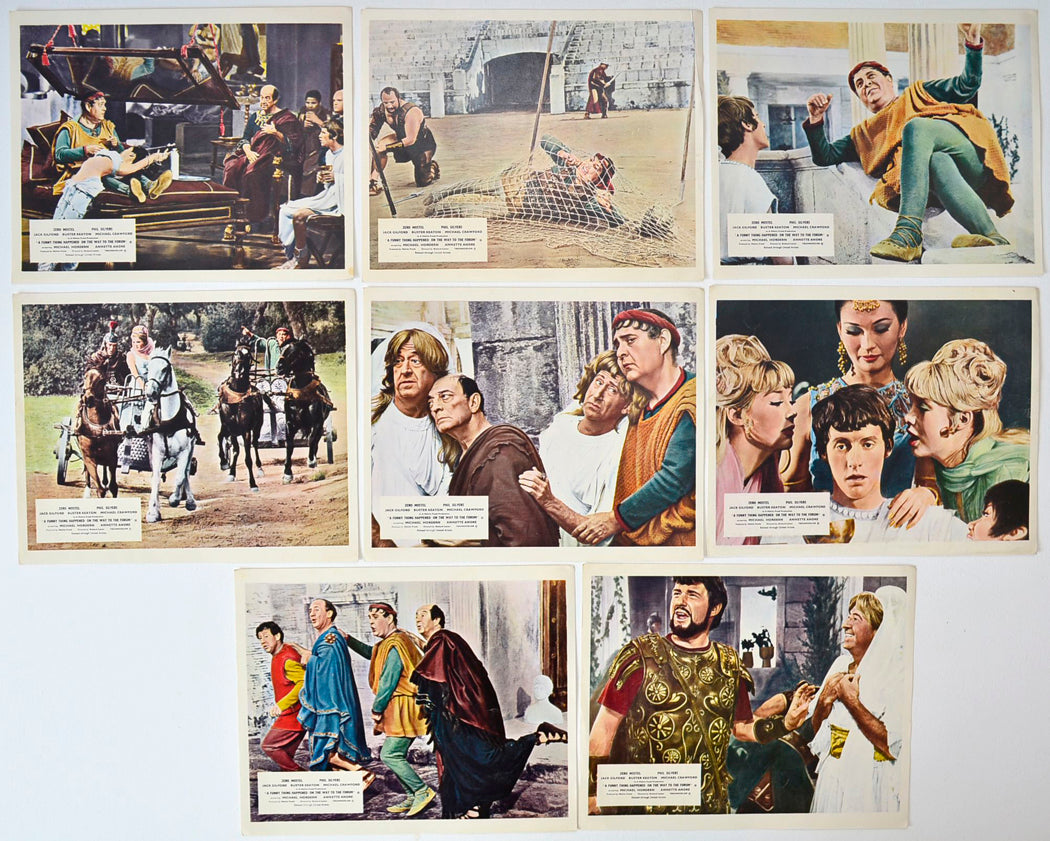 A Funny Thing Happened On The Way To The Forum Set of 8 Original Lobby Cards / Colour Front Of House Stills