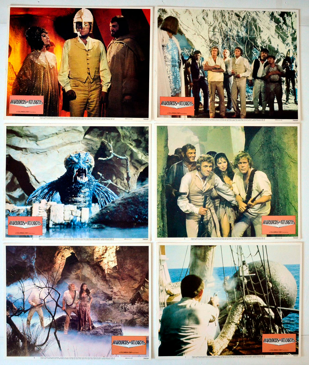 Warlords Of Atlantis 6 Original USA Cinema Lobby Cards