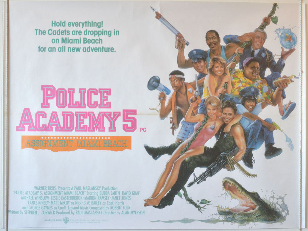 Police Academy 5 : Assignment Miami Beach Original British Quad Poster - Movie Poster