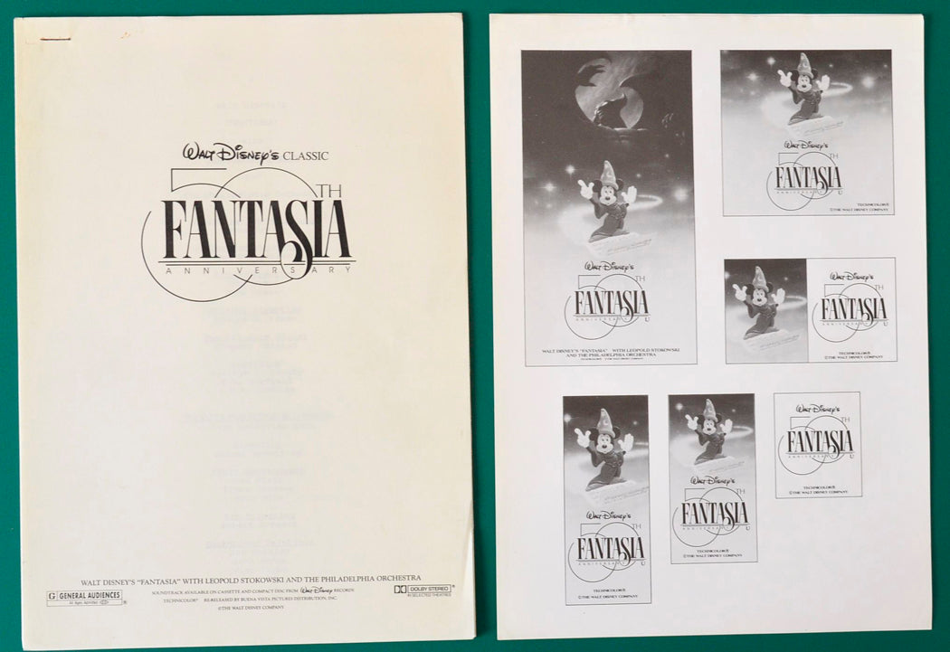 Fantasia Original 26 Page Cinema Exhibitors Production Info + Advertising Blocks Sheet