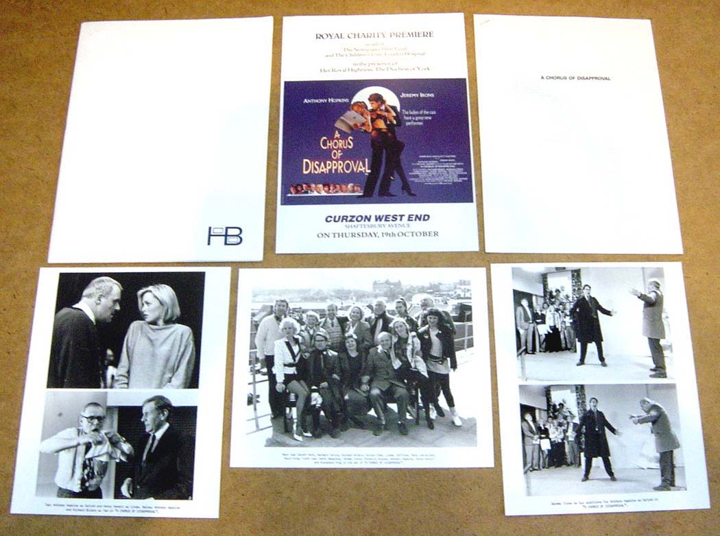 A Chorus Of Disapproval Original Press Kit With 3 Black And White Stills