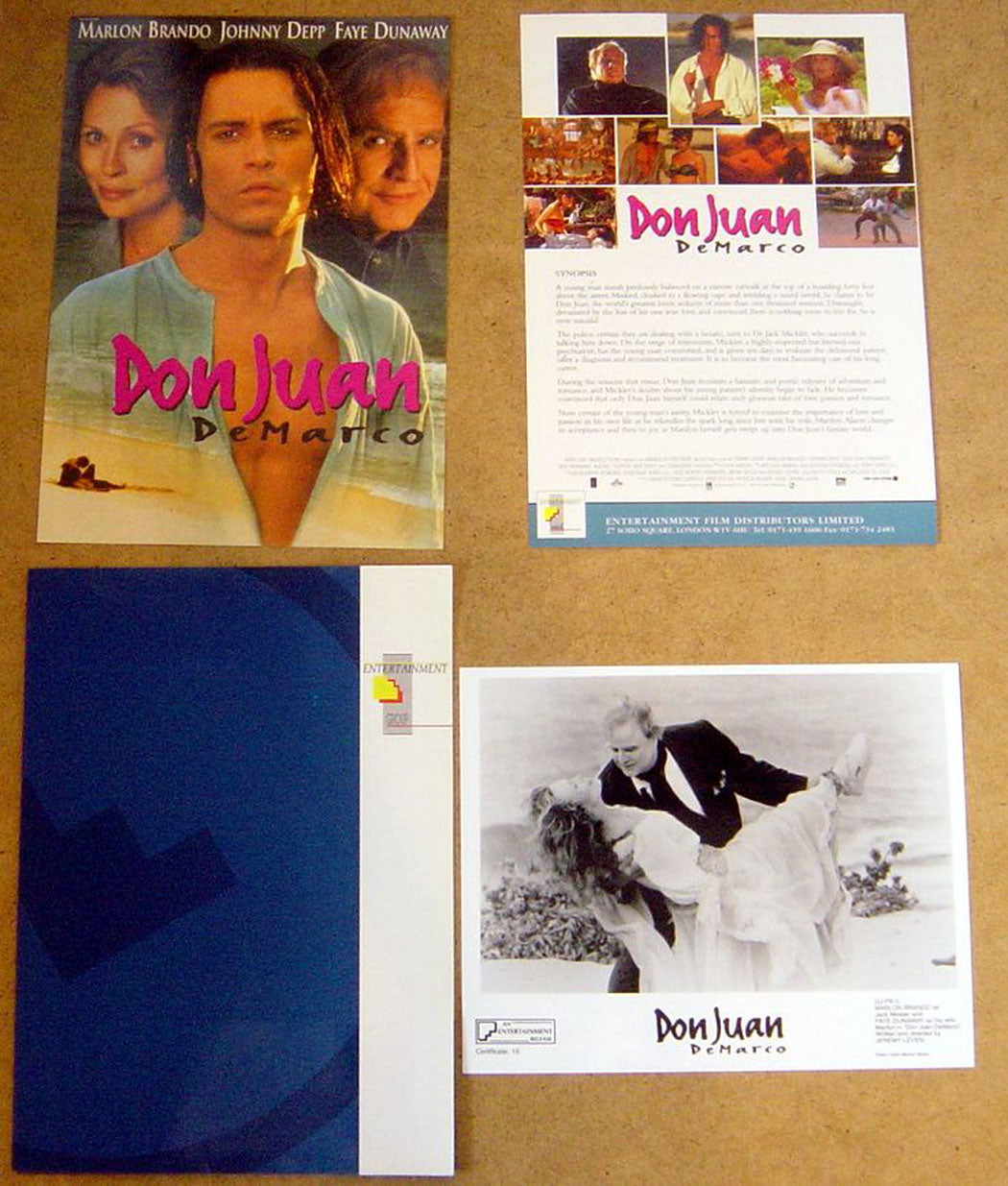 Don Juan De Marco Original Press Kit With 1 Black And White Still