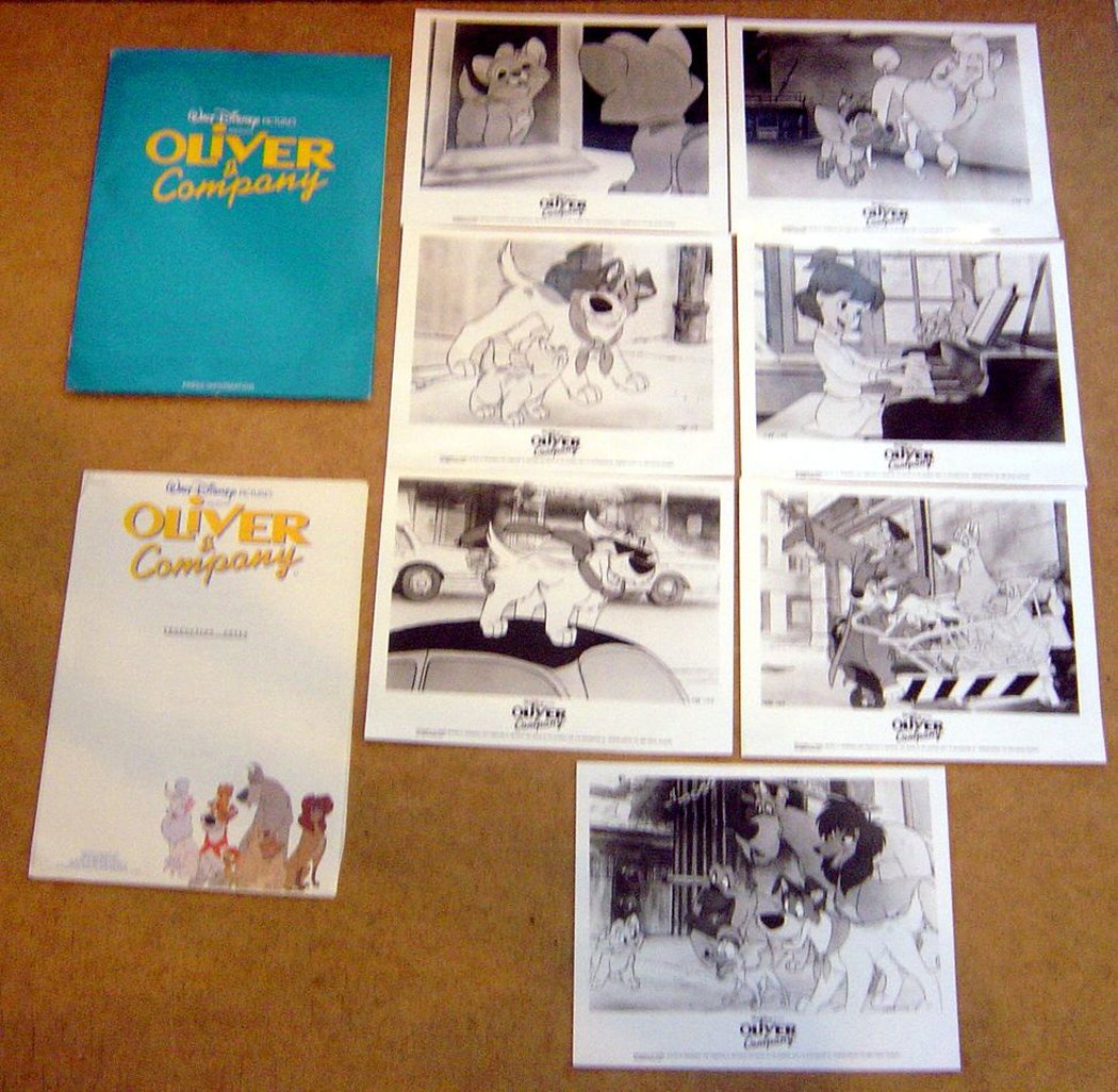 Oliver And Company Original Press Kit With 7 Black And White Stills