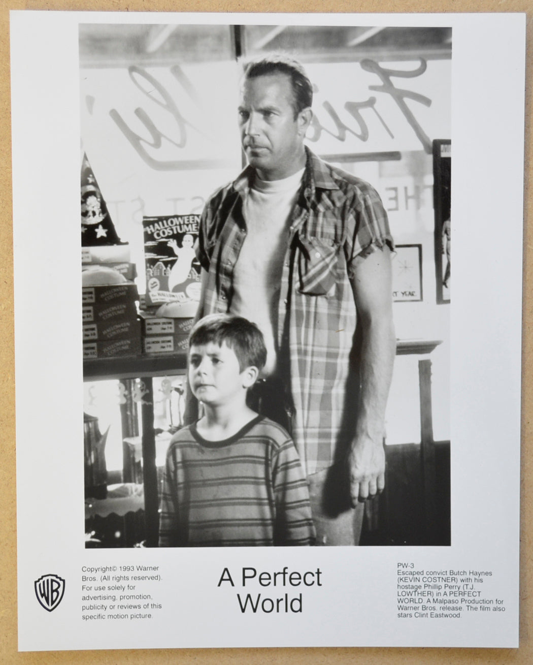 A Perfect World Original Black and White Press Still (Photograph)