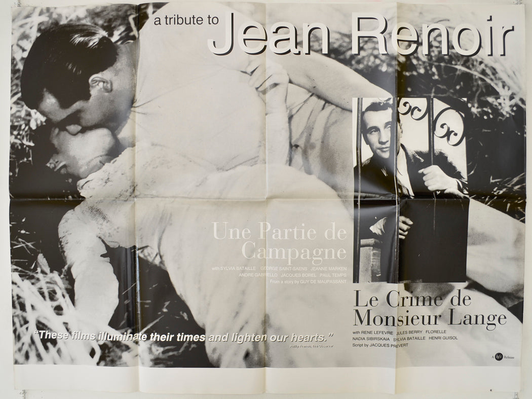 A Tribute To Jean Renoir (Partie De Campagne / Le Crime De Monsieur Lange) (Double Bill) Original Quad Poster - Film Poster - Movie Poster