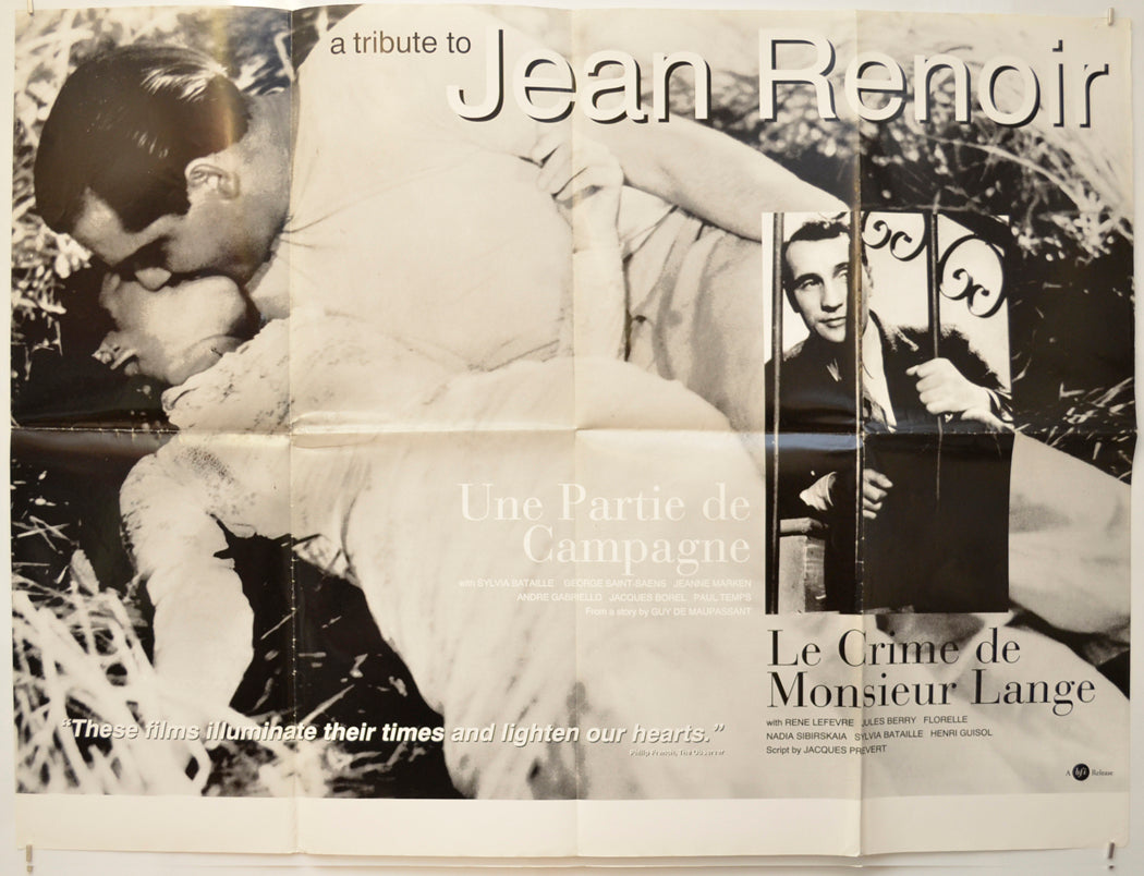 A Tribute To Jean Renoir (Partie De Campagne / Le Crime De Monsieur Lange) Original Quad Poster - Film Poster - Movie Poster