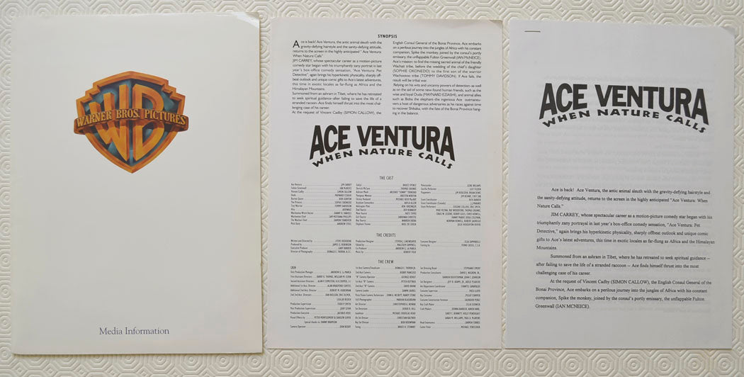ACE VENTURA WHEN NATURE CALLS Original Cinema Press Kit
