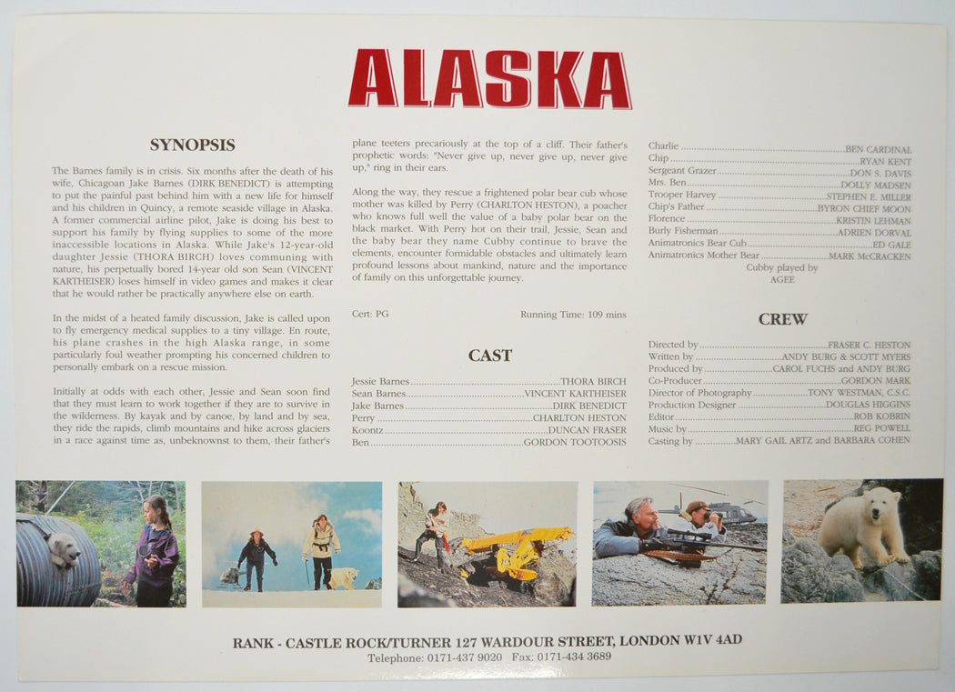 ALASKA Cinema Exhibitors Press Synopsis Credits Booklet - BACK