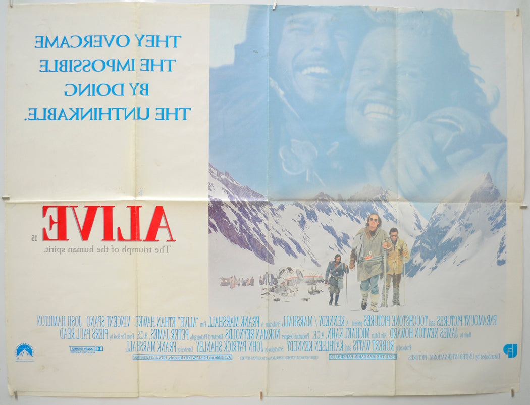 ALIVE (Back) Cinema Quad Movie Poster