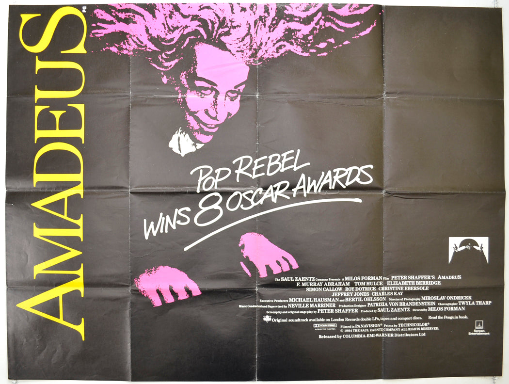 Amadeus (Oscar Winner Version) Original Quad Poster - Film Poster - Movie Poster
