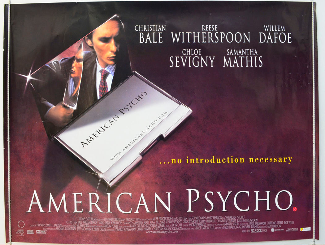 American Psycho Original British Quad Poster - Film Poster - Movie Poster