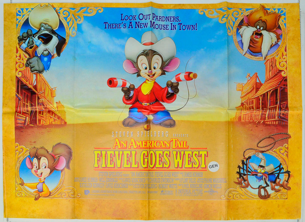 An American Tail 2 : Fievel Goes West Original British Quad Poster - Film Poster - Movie Poster
