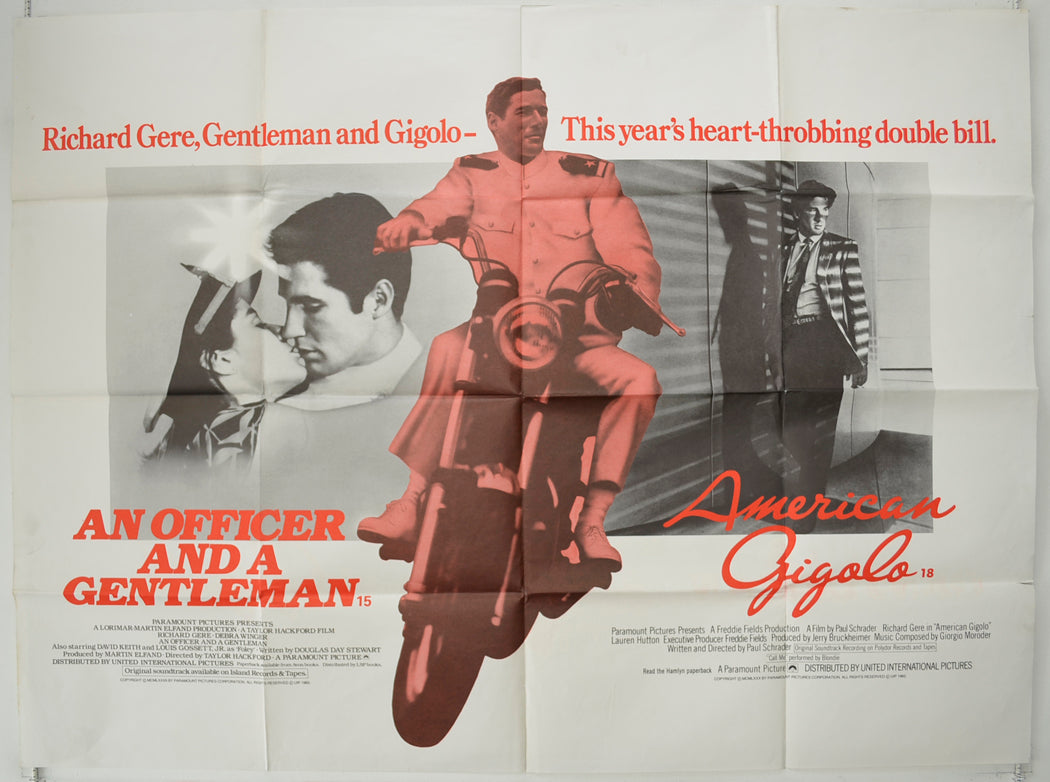 An Officer And A Gentleman / American Gigolo (Double Bill) Original Quad Poster - Film Poster - Movie Poster
