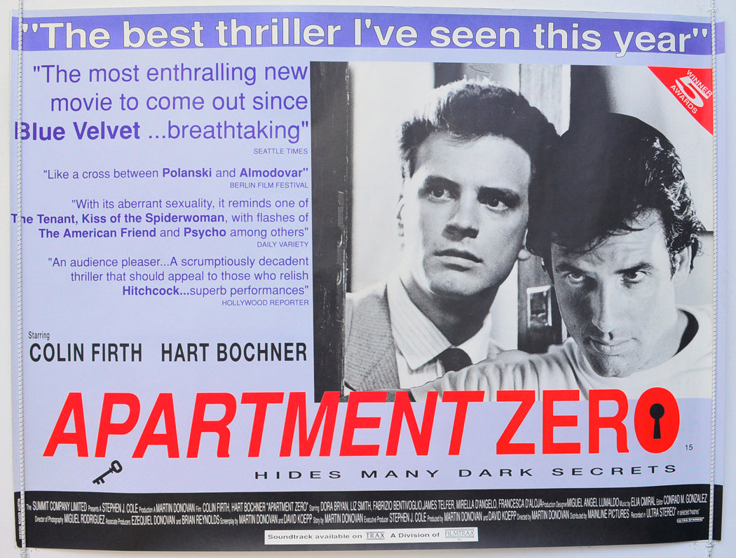 Apartment Zero Original British Quad Poster - Film Poster - Movie Poster
