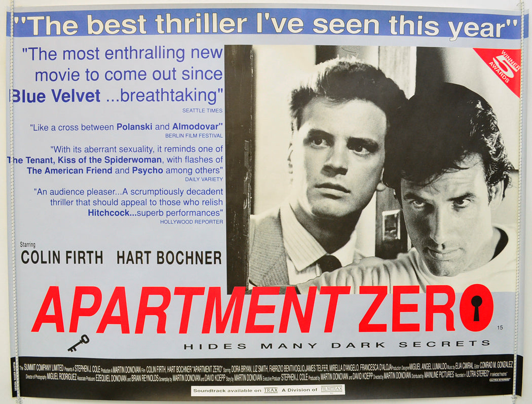 Apartment Zero Original Quad Poster - Film Poster - Movie Poster
