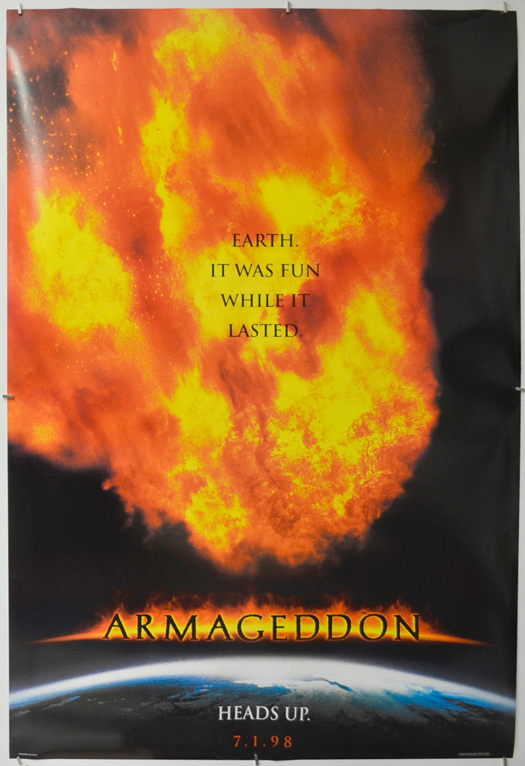 Armageddon (Teaser / Advance Version 2) Original One Sheet Poster - Film Poster - Movie Poster
