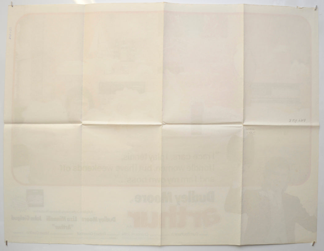 ARTHUR (Back) Cinema Quad Movie Poster