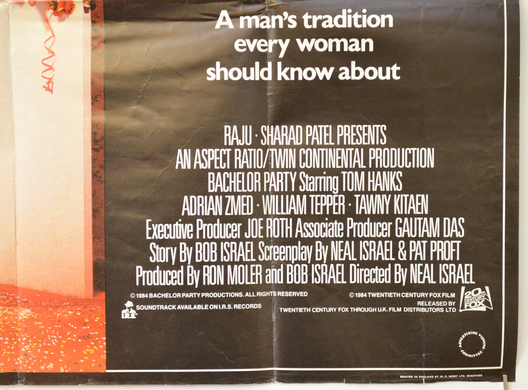 BACHELOR PARTY (Bottom Right) Cinema Quad Movie Poster