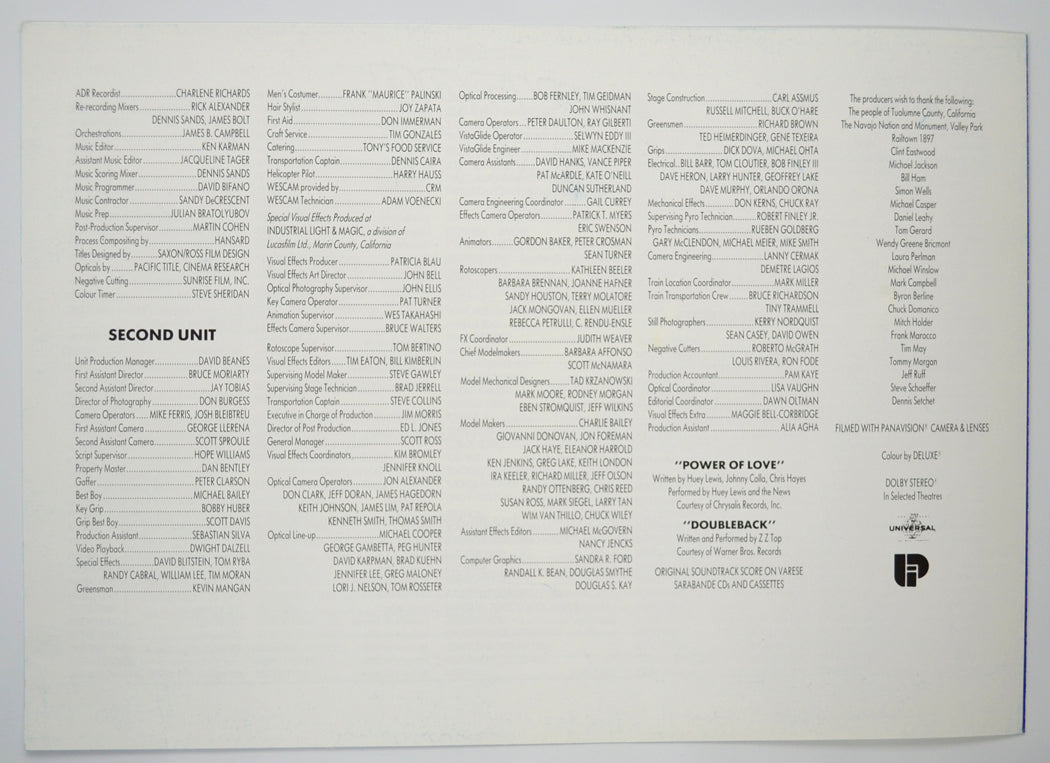 BACK TO THE FUTURE PART III Cinema Exhibitors Press Synopsis Credits Booklet - BACK