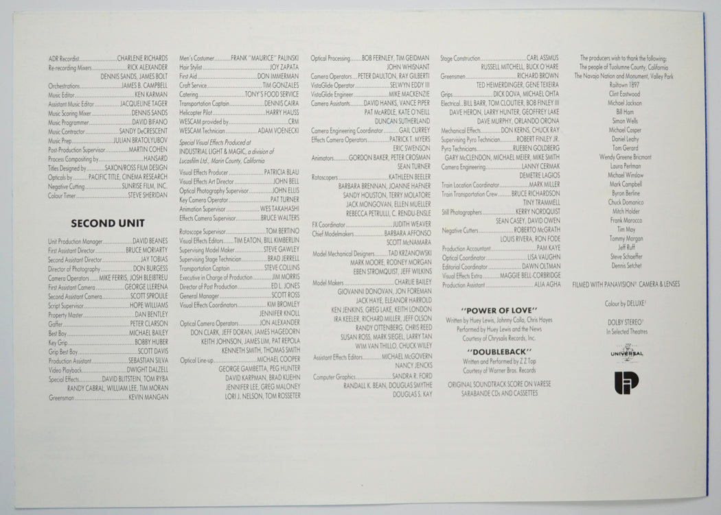 BACK TO THE FUTURE PART III Cinema Exhibitors Press Synopsis Credits Booklet - BACK