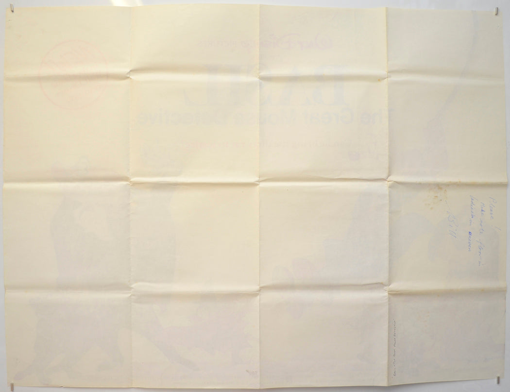 BASIL THE GREAT MOUSE DETECTIVE (Back) Cinema Quad Movie Poster