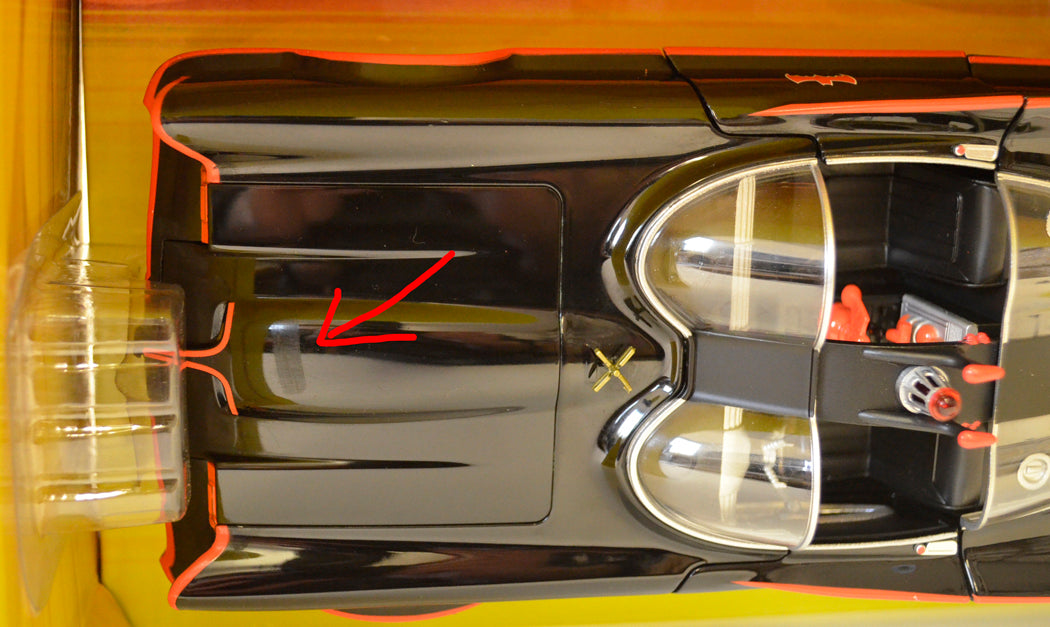 BATMAN 1966 TV SERIES BATMOBILE Hot Wheels 1:18 scale (SCUFF View)