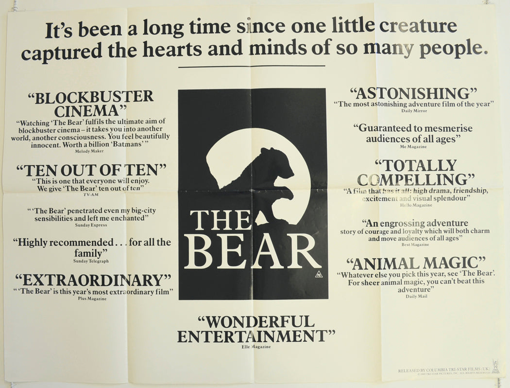 The Bear Original British Quad Poster - Film Poster - Movie Poster