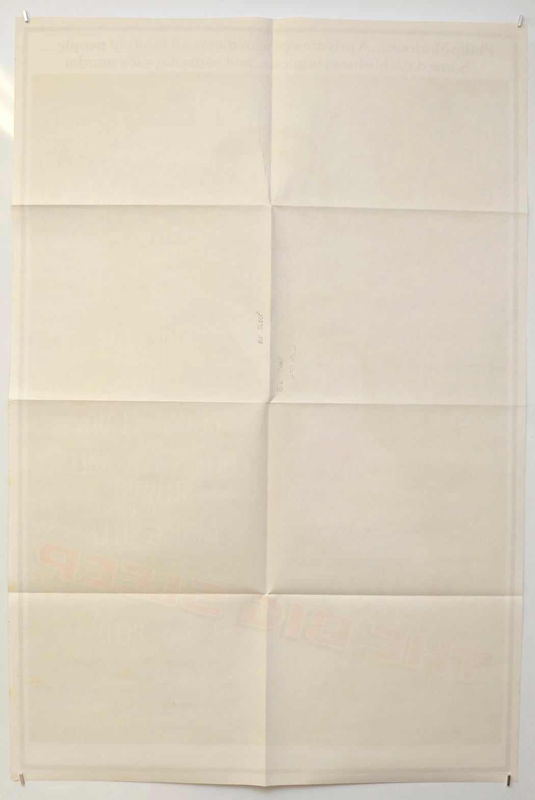 THE BIG SLEEP (Back) Cinema One Sheet Movie Poster