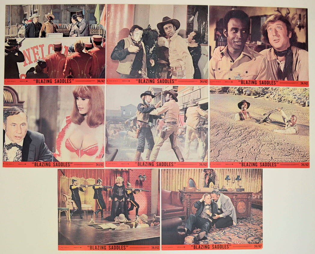 Blazing Saddles Set of 8 Original Lobby Cards / Colour Front Of House Stills