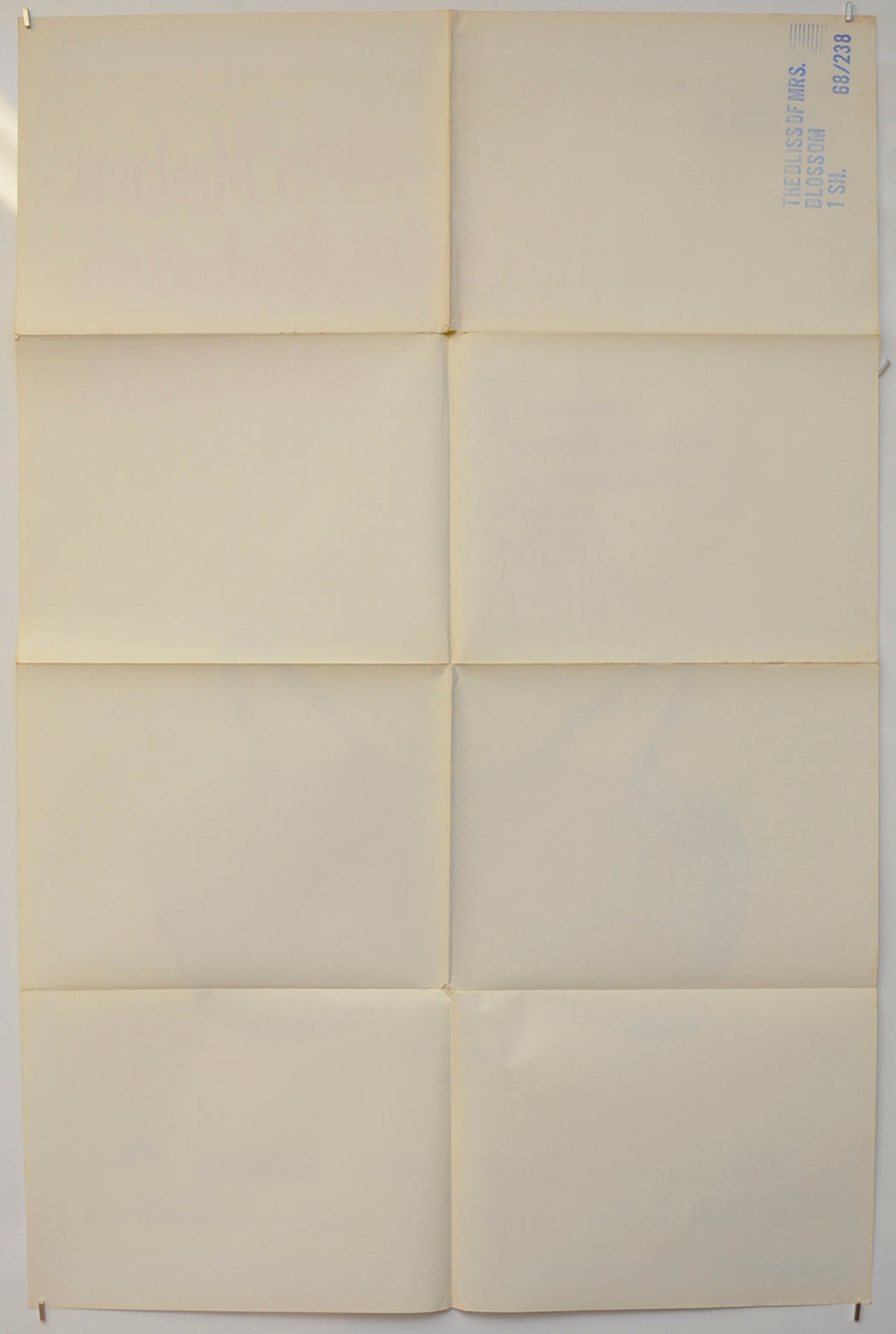 THE BLISS OF MRS. BLOSSOM (Back) Cinema One Sheet Movie Poster