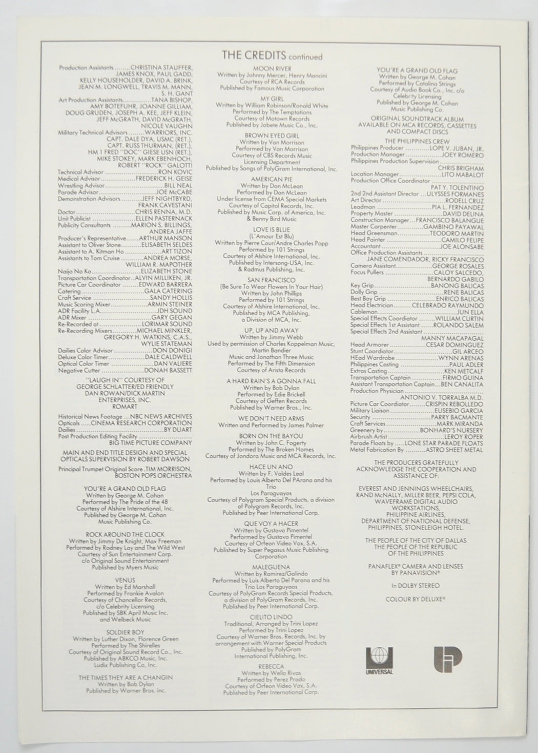 BORN ON THE FOURTH OF JULY Cinema Exhibitors Press Synopsis Credits Booklet - BACK