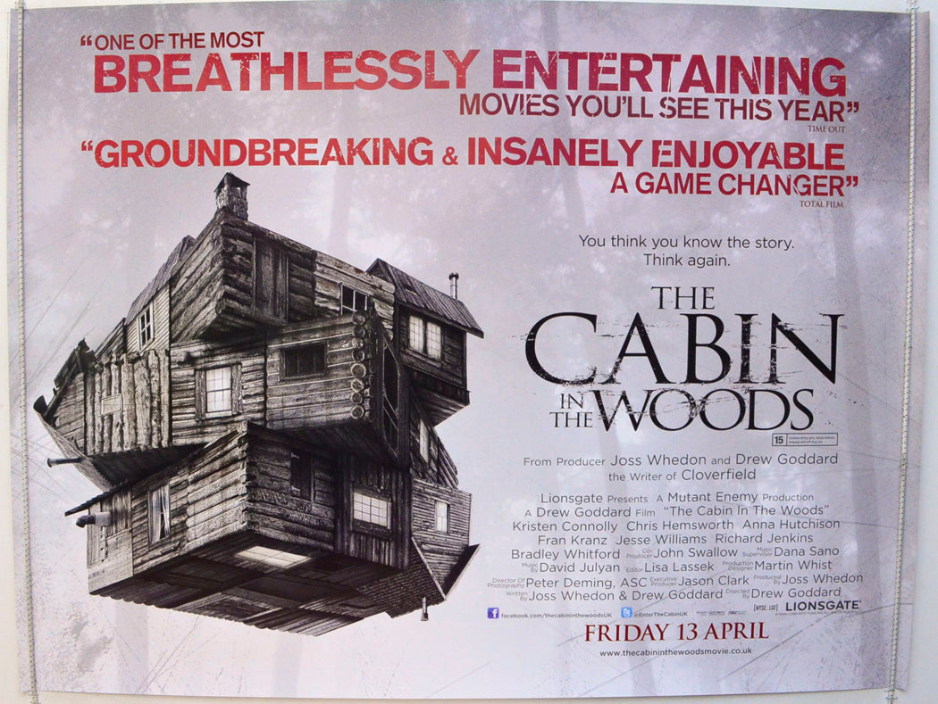 The Cabin In The Woods Original British Quad Poster - Film Poster - Movie Poster