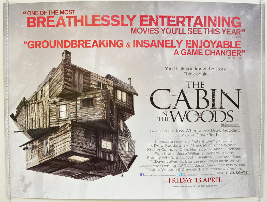 The Cabin In The Woods Original Quad Poster - Film Poster - Movie Poster