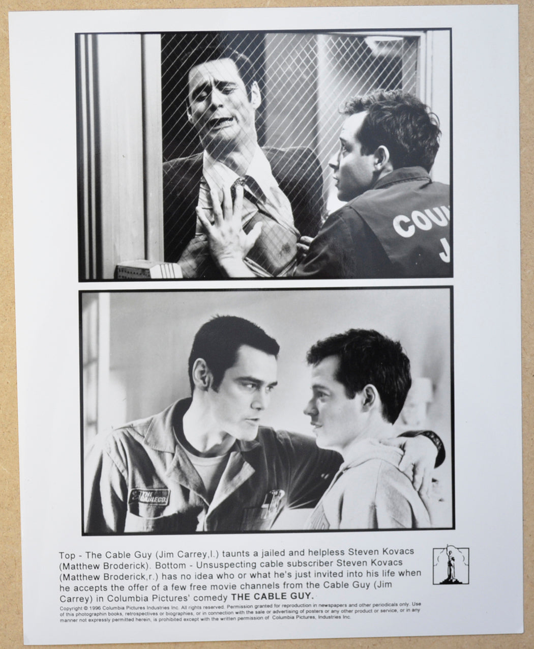 THE CABLE GUY (Still 5) Cinema Black and White Press Stills