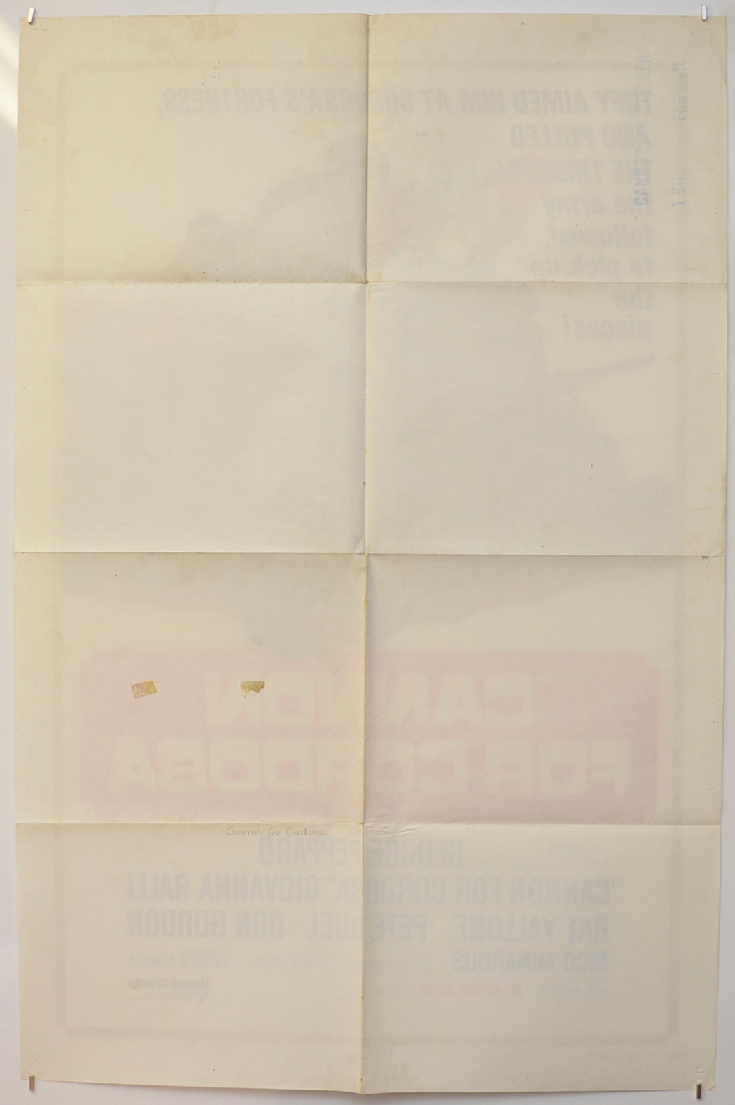 CANNON FOR CORDOBA (Back) Cinema One Sheet Movie Poster