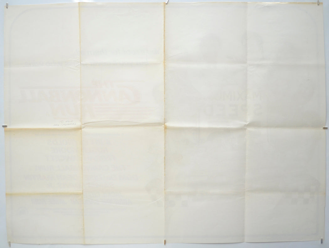 THE CANNONBALL RUN (Back) Cinema Quad Movie Poster