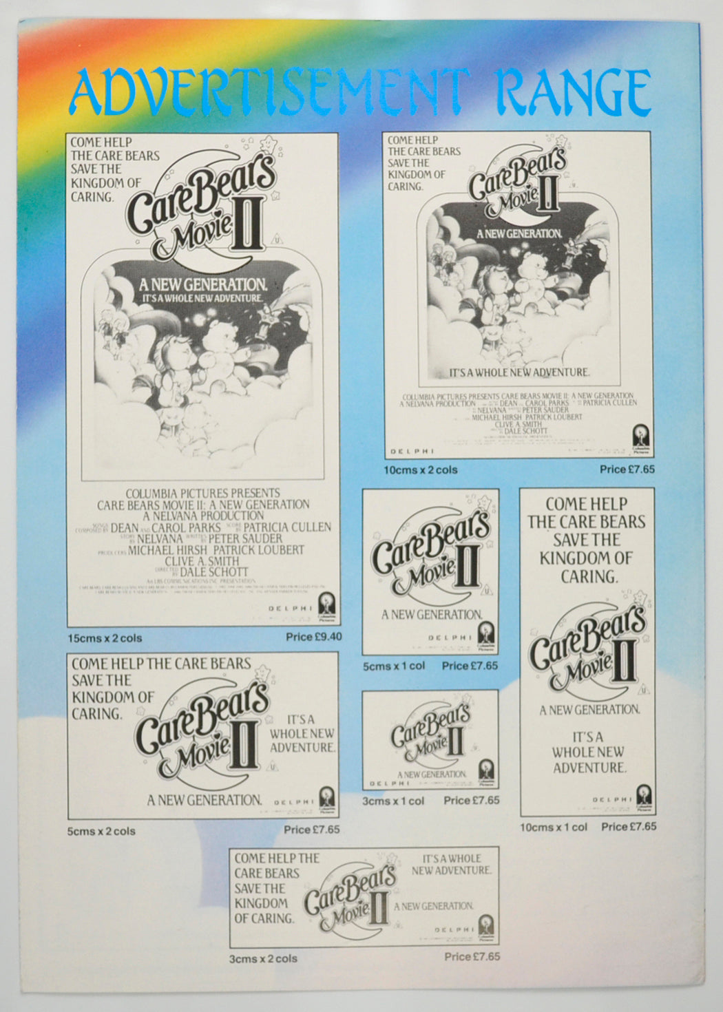 CARE BEARS MOVIE II Cinema Exhibitors Campaign Pressbook - BACK