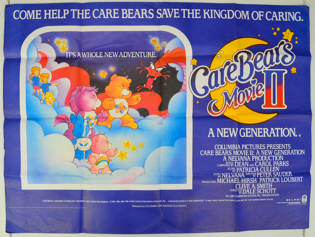 The Care Bears Movie 2 : A New Generation Original British Quad Poster - Film Poster - Movie Poster