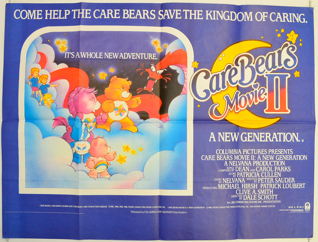 The Care Bears Movie 2 : A New Generation Original Quad Poster - Film Poster - Movie Poster