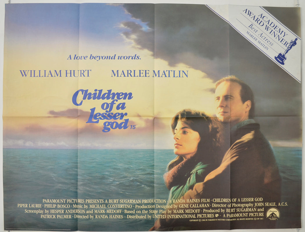Children Of A Lesser God Original Quad Poster - Film Poster - Movie Poster